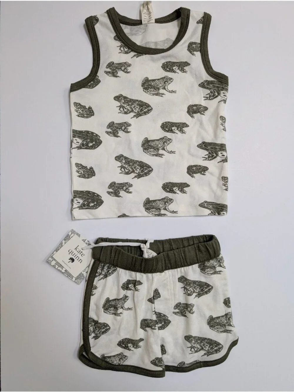 Kate Quinn Modal Moss Frogs Tank Top Shorts Set 12-18 Months Baby Shorts Set